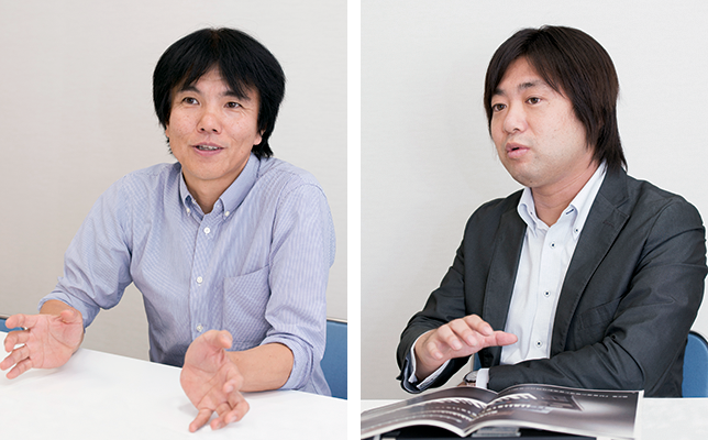 写真左:プロデューサーの大田慎一さん。ヤマハ入社後は主に電子楽器のソフトウェア開発に携わり、3年前から現職に。写真右:商品企画・マーケティングの伊藤章悟さん。伊藤さんは40周年記念サイトのディレクションも担当しており、歴代モデルの詳しい話を語ってくださいました。