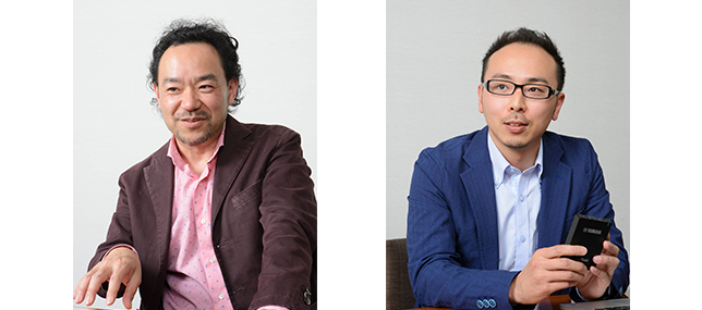 （写真左）サイレントバイオリンの開発を手がけてきた田村晋也さん。（写真右）YSV104の設計を担当した宮﨑交司さん。