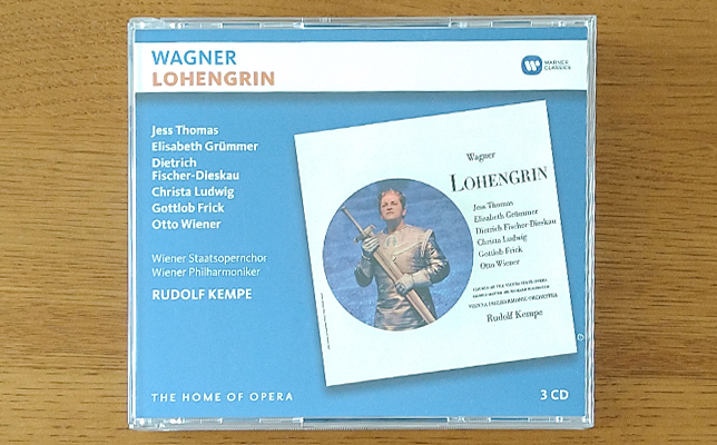 ルドルフ・ケンペ指揮ウィーン・フィルハーモニー管弦楽団、ジェス・トーマス、エリーザベト・グリュンマー、ディートリヒ・フィッシャー=ディースカウらによる「ワーグナー:ローエングリン」(CD3枚組、1962~63年録音、ワーナー)