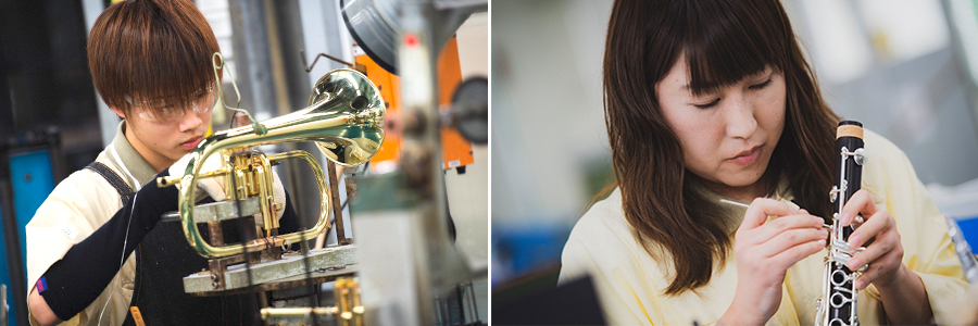 アカデミーの第一日目はヤマハ管楽器工場の見学から始まる。